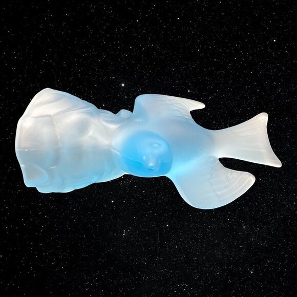 L.E Smith Art Glass Satin Frosted Light Blue Bird Figure 8.75”T 6”W - Picture 8 of 11